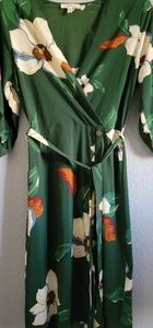 Monteau SilkBlend Green Floral Dress